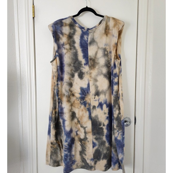Ashley Stewart New With Tags Tie Dye Women's Dress Size 22 / 24 W Tan Blue, Grey - Picture 11 of 16